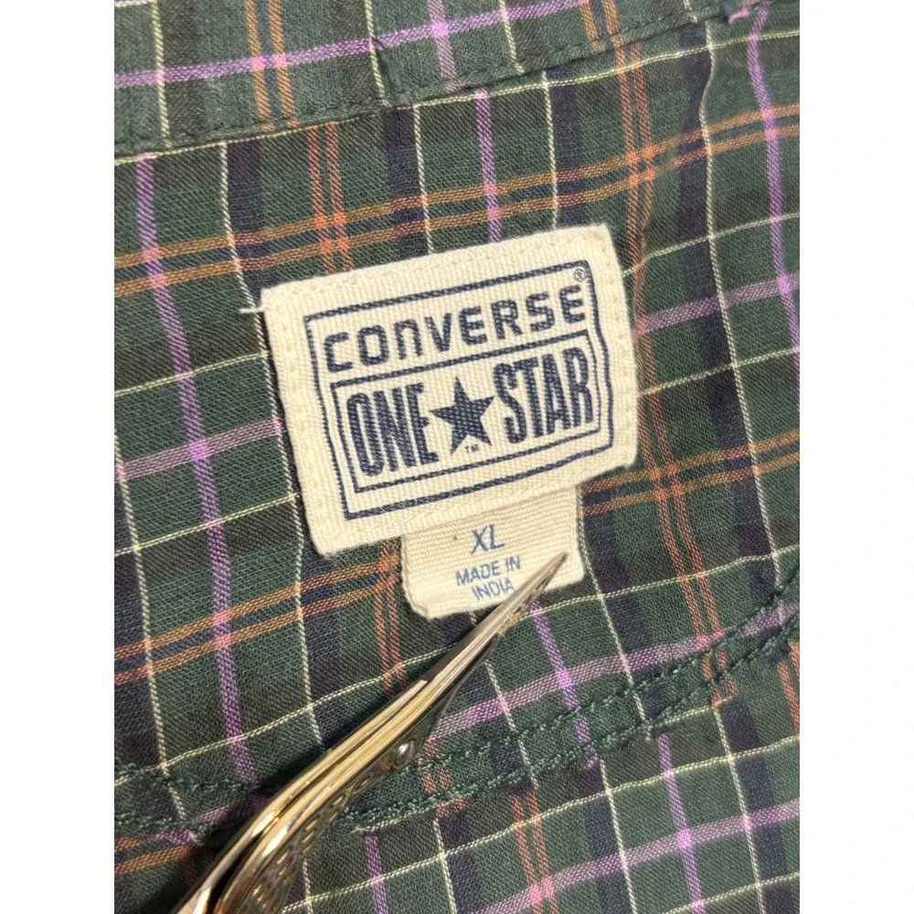 Converse One Star Plaid Button Up Shirt XL Grunge Indie Academia Lightweight